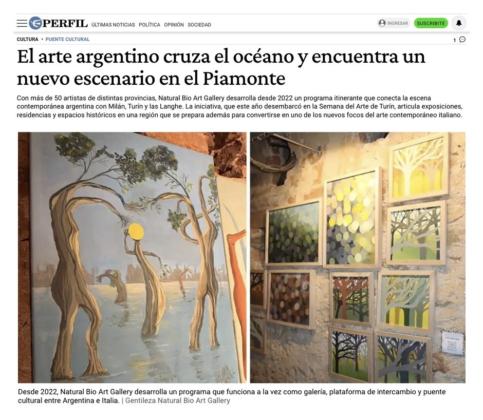 Nota del diario Perfil sobre arte argentino en el Piamonte